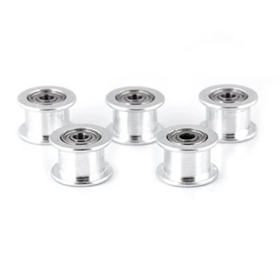 Abbildung von 5Stück 2GT Aluminium Timing Riemenscheibe Bohrung Spannrolle 3D Drucker 3mm / 5mm Rad 16/20 Zähne für Gürtel Breite 6mm/10mm Zahnriemen(W6mm, 16T, Bore 3, Toothless)