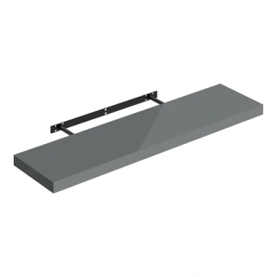 Abbildung von WOLTU Wandregal grau, Regal Wand, Schweberegal, Regalbrett, Wandboard, mit Metallhalterung, unsichtbare Montage, für Küche Badezimmer Wohnzimmer Schlafzimmer, aus MDF, 90x22,9x3,8 cm