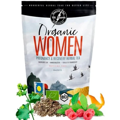 Abbildung von BIO Himbeerblättertee &amp; Frauenmanteltee Tee Schwangerschaft Stilltee, Kinderwunsch Hilfsmittel, Wechseljahre Lose aus Kontrolliert Biologischem Anbau, 100g Raspberry Leaf Tea VITSTORM