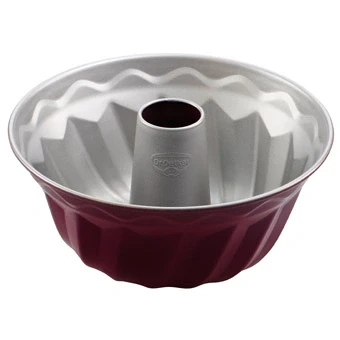 Abbildung von Dr. Oetker Gugelhupfform Ø 22 cm, Backform für Gugelhupf, runde Bundform aus Stahl mit zweifarbiger Antihaftbeschichtung (Farbe: grau/rot), Menge: 1 Stück