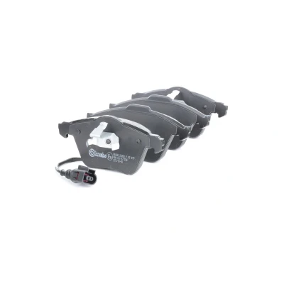 Abbildung von BREMBO P 85 079 Bremsbelagsatz inkl. Verschleißwarnkontakt mit Kolbenclip ohne Zubehör VOLKSWAGEN: Golf 5 Schrägheck, Passat CC, B6 Variant