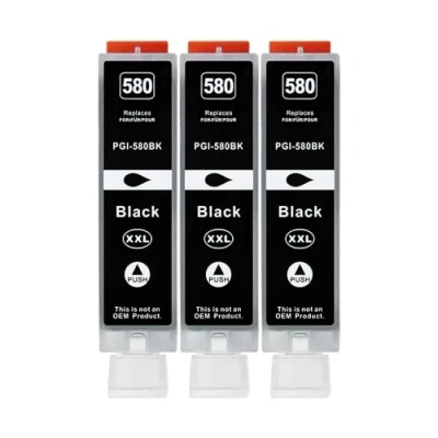 Abbildung von 3 XXL Druckerpatronen kompatibel zu PGI 580 BK Schwarz für Canon PIXMA TS705 TS6150 TS6250 TS6350 TR7550 TR8550 TS8150 TS8250 TS8350 TS9150 TS9550 TS6151 TS6251 TS6351 TS8151 TS8152 TS8251