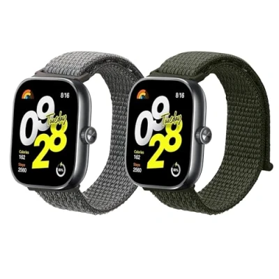 Abbildung von kwmobile 2x Sportarmband kompatibel mit Xiaomi Redmi Watch 4 / Band 8 Pro Armband Sport Ersatzarmband Set aus Nylon für Fitnesstracker Dunkelgrün Dunkelgrau
