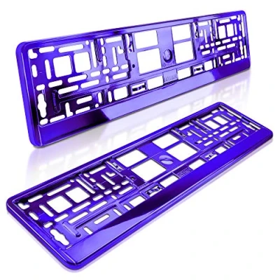 Abbildung von schildEVO 2 Kennzeichenhalter LILA Metallic Hochglanz VIOLETT Chrom Look Nummernschildhalter Kennzeichen Halterung DHL Versand