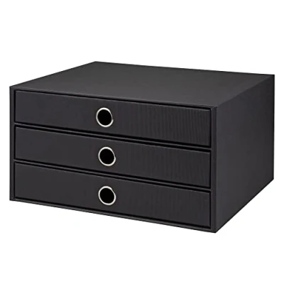 Abbildung von Rössler Papier 1524452703 S.O.H.O. 3er Schubladenbox für DIN A4, mit Griffloch, Schwarz, 343 x 250 185 mm, 1 Stück