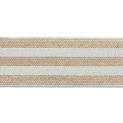 Abbildung von Gummiband mit Streifen, 40mm, elastisch, Elastic, nähen, Meterware, 1meter (grau Gold)
