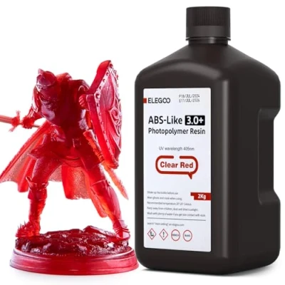 Abbildung von ELEGOO ABS Like 3.0 Plus 3D Drucker Resin Klarrot 2000g, Hohe Hitzebeständigkeit Harz, Niedrigere Viskosität und Schrumpfung, 405nm LCD UV Aushärtung für MSLA/LCD/DLP