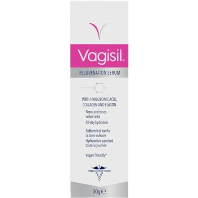Abbildung von Vagisil Feuchtigkeitsspendendes und verjüngendes Serum für die Vulvar Zone mit Hyaluronsäure, Kollagen Elastin, spendet Feuchtigkeit, strafft 30 g