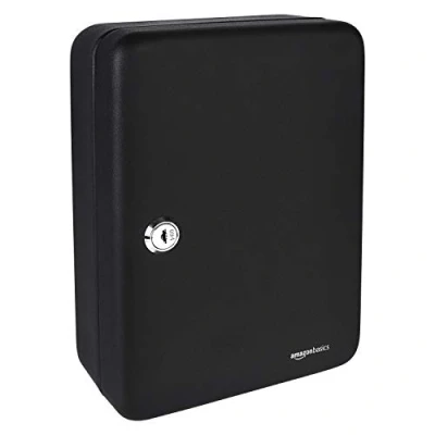 Abbildung von Amazon Basics Schlüsselkasten für 48 Schlüssel, Stahl, abschließbar, Schwarz, 19.99 D x 17.78 W 24.89 H cm