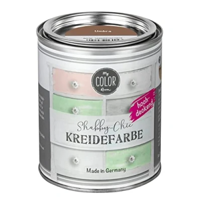 Abbildung von My COLOR Room Shabby Chic Kreidefarbe 750 ml Umbra Küchenmöbellack und Möbelfarbe ohne Schleifen. Wasserbasiertes Chalk Paint, für Holz &amp; mehr mit hoher Deckkraft u. schnell trocknend