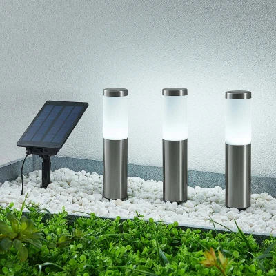 Abbildung von Lindby Gartenleuchte Lexiane, LED Leuchtmittel fest verbaut, tageslicht, Modern, edelstahl, Kunststoff, weiß, 3 flammig, inkl.