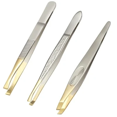 Abbildung von SHUBEIEUMI Pinzetten Set, 3 teiliges Präzisions Pinzettenset, Haar Zupfpinzetten, Pinzette Augenbrauen Zupfen, aus Rostfreiem, für die Gesichtspflege zum Zupfen von