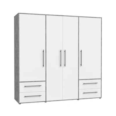 Abbildung von FORTE Drehtürenschrank &quot;Mokkaris. TOPSELLER Made in Europe, verschiedene Größen und Farben&quot;, (3 türig, 2 Schubladen oder 4 Schubladen), mit Stangengriffen, pflegeleichte Oberfläche