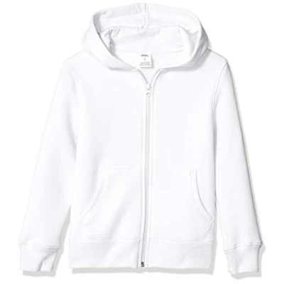 Abbildung von Amazon Essentials Jungen Fleece Kapuzenpullover mit Reißverschluss, Weiß, 9 Jahre