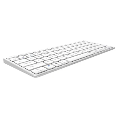 Abbildung von Rapoo E9600M kabellose Tastatur wireless Keyboard flaches Aluminium Design umweltfreundlicher wiederaufladbarer Akku DE Layout QWERTZ PC &amp; Mac weiß