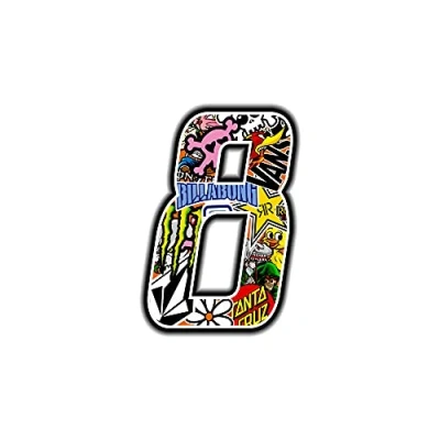 Abbildung von 4R Quattroerre.it 13358 Startnummer 8 Aufkleber für Motorräder, Sticker Bomb, 10 x 7.5 cm