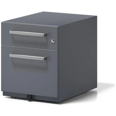 Abbildung von BISLEY Rollcontainer Note mit Griff, 1 Universalschublade, HR Schublade, Metall, 634 Anthrazitgrau, 56.5 x 42 49.5 cm