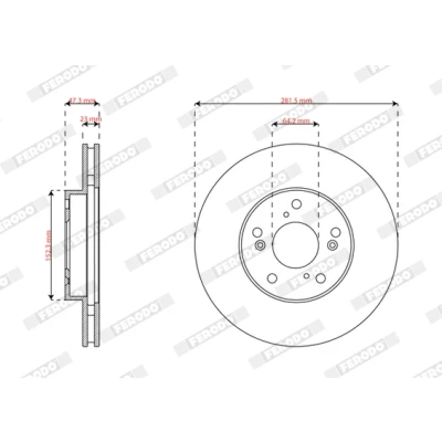 Abbildung von JURID Bremsscheibe HONDA: Accord 7 Limousine, Tourer 282mm 23mm 5 Belüftet geölt 563860J 45251SDCA00,45251TA0A00,45251TA0A01,45251TA0A02