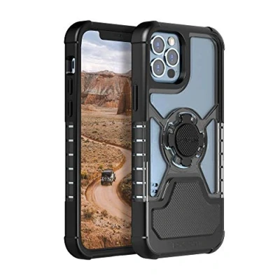 Abbildung von ROKFORM Schutzhülle für iPhone 12, 12 Pro, magnetisch mit Twist Lock, dünn, stoßfest, Crystal Slim Apple Smartphone (transparent)