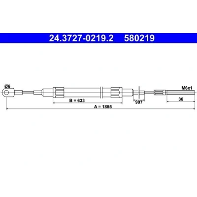 Abbildung von ATE 24.3727 0219.2 Handbremsseil 1855 BMW: 7