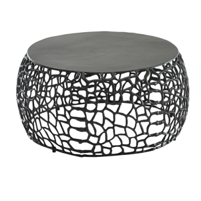Abbildung von FineBuy Couchtisch Metall 66x66x30 cm Sofatisch Aluminium Rund, Design Wohnzimmertisch mit AST Struktur, Kleiner Kaffeetisch Modern, Beistelltisch Anstelltisch Wohnzimmer