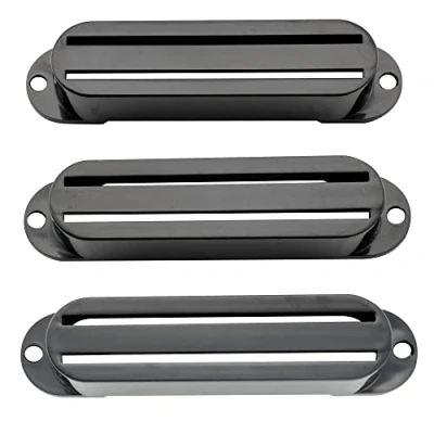 Abbildung von Musiclily Hot Rail Gitarre Single Coil Sized Humbucker Pickup Covers Tonabnehmer Abedeckungen Set für Strat Style, Schwarz (3er Set)