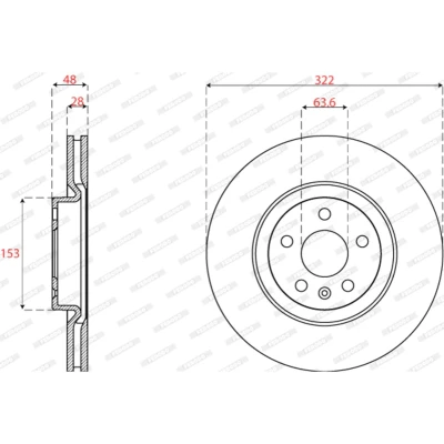 Abbildung von FERODO DDF2693C Bremsscheibe 322 28 5 108 Belüftet beschichtet ohne Schrauben VOLVO: V60 II, XC60 V90 II Kombi