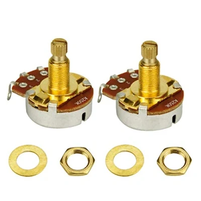 Abbildung von FLEOR 2PCS Full Size Gitarrenton Lautstärkeregler A250K Audio Taper Potentiometer L18mm Golden Long Split Shaft