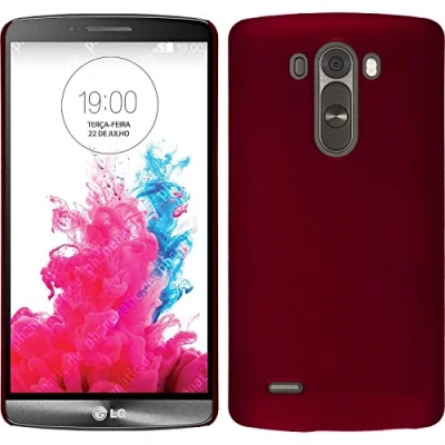 Abbildung von PhoneNatic case kompatibel mit LG G3 Hülle rot gummiert Hard + 2 Schutzfolien