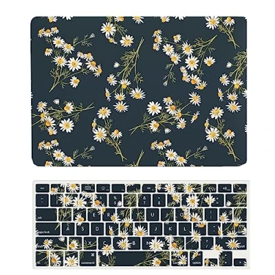 Abbildung von Hülle Kompatibel mit MacBook 12 Zoll 2017 2016 2015 Freisetzung A1534 Retina Display, Plastik Schützend Hartschale Snap Case &amp; Tastaturabdeckung für Zoll, Weiße Blume