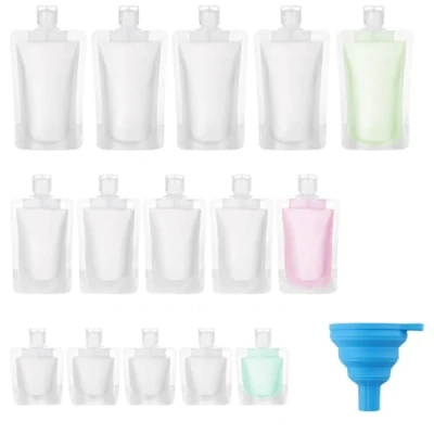 Abbildung von Zosenyer Reiseset Flüssigkeiten, 15 Stück Reiseflasche Set 30ml/50ml/100ml, Auslaufsicher Nachfüllbare Reisegröße Behälter zum mit Kleinem Trichter, Befüllen Shampoo, Lotion, Haarspülung, Duschgel
