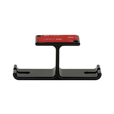 Abbildung von Dynavox Kopfhörerhalter Duo, Universal Halterung für bis zu 2 Headsets aus Aluminium, Klebe oder Schraubmontage Tisch Regal, schwarz