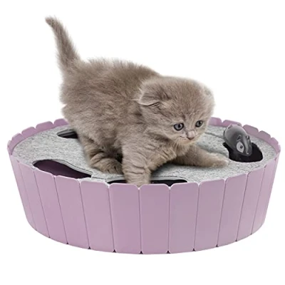Abbildung von Pawaboo Katzenspielzeug Elektrische Maus, Interaktiv Kätzchen Spielzeug Katzenbett Kratzmatte Katzenminze, Süß und Sicher Spielball für Kleine Katze Spiel Beißen Kauen Violett