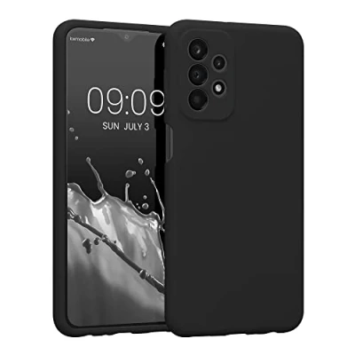 Abbildung von kwmobile Handyhülle kompatibel mit Samsung Galaxy A23 4G / 5G Hülle gummierte Handy Case aus Silikon in Schwarz