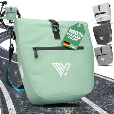 Abbildung von MIVELO 2in1 Fahrradtasche für Gepäckträger Gepäckträgertasche wasserdicht Inkl. gepolstertem Laptopfach &amp; Schultergurt Tasche Fahrrad I Packtasche 20L (Mint)