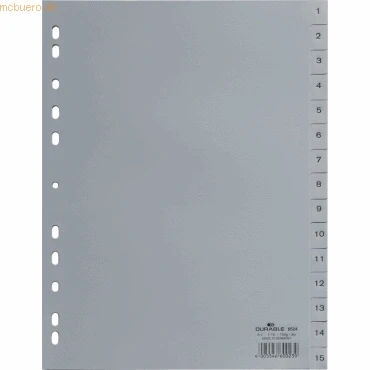 Abbildung von 20 x Durable Register A4 1 15 PP grau