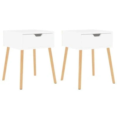 Abbildung von vidaXL 2X Nachttisch mit Schublade Nachtschrank Nachtkonsole Nachtkommode Schlafzimmer Schrank Kommode Telefontisch Weiß 40x40x56cm Holzwerkstoff