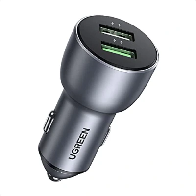 Abbildung von UGREEN 36W Autoladegerät Quick Charge 3.0 2 Port USB doppelt Schnellladegerät Zigarettenanzünder QC Adapter kompatibel mit Galaxy S21,S20, S10, A51, Note 10, Redmi 9, iPhone 12 Pro usw.