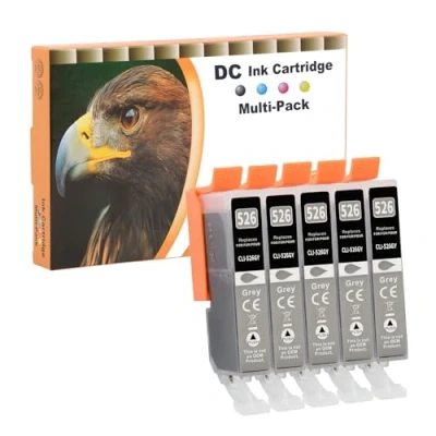 Abbildung von D&amp;C 5X Grau Druckerpatronen Kompatibel für Canon CLI 526 GY Pixma IP4840 IP4850 IP4900 MG5140 MG5150 MG5240 MX710 MX715 MG6100 MG6150 MG6200 IP4950 IX6550 MG5250 MG5300 MG5340 MG5350