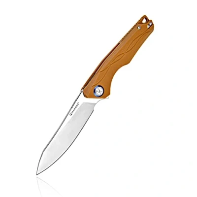 Abbildung von HARNDS Harvest Outdoor Messer mit Sandvik 14C28N Stahl Klappmesser G10 Griff für Camping Jagd Surviral Folding Knife (Braun)