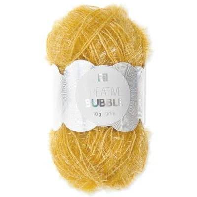 Abbildung von Frida&#039;s Wollhaus Rico Design 50 g Creative Bubble Schwammgarn Wolle Stricken Häkeln 57 Farben (042 Mais)