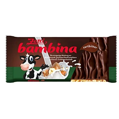 Abbildung von Zetti bambina Zartbitter Schokolade mit Haselnuss und Karamell, 24er Pack (24 x 100 g) (Zartbitter, 24 Stück)