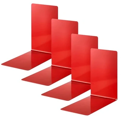 Abbildung von Alco Albert 4301 12 4 Buchstützen aus Metall, Stück, rot, 14 x 8,5 cm, für Schule, Büro und Zuhause