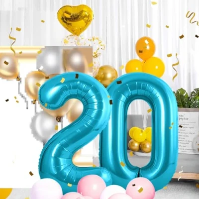 Abbildung von Zahlen luftballon 20 jahre Blau Folienballon 40&quot;20 Geburtstagsdeko Ballon Zahl Deko zum Geburtstag fliegt mit Helium 20.Geburtstag für Männer Frauen 20.Geburtstagsparty Jubiläum