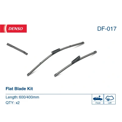Abbildung von Scheibenwischer Denso Flat DF 017 Rahmenlos RENAULT: Megane 3 Grandtour, CLIO 3, Schrägheck, CITROËN: C3 Picasso, DS3 Cabrio