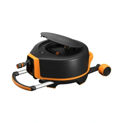 Abbildung von Fiskars Waterwheel XL mit Rädern, Standrolle, Automatisch, Funktional, Schwarz, Orange, Handgeführt, 20 m
