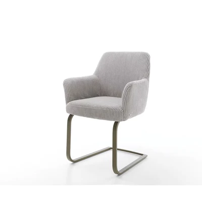Abbildung von Freischwinger Xana Flex mit Armlehnen Cord Silbergrau flach Effektfinish Titan Taschenfederkern