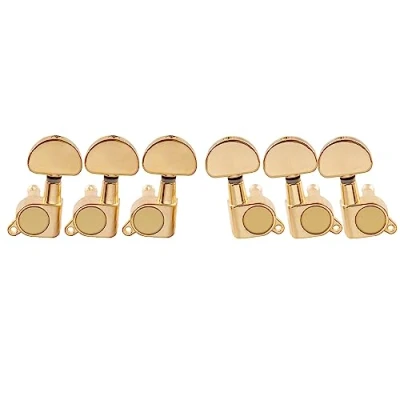 Abbildung von Musiclily Basic 3L3R Gitarren Mechaniken Tuners Tuning Pegs Keys Machine Heads für LP SG E Gitarre oder Folk Akustikgitarre, Gold Half Moon Knopf