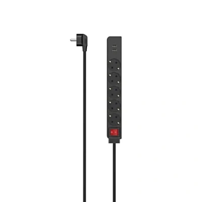Abbildung von Hama Steckdosenleiste 7 fach (Ein / Ausschalter, USB Anschlüsse, Schutzkontaktkupplung, Schutzkontaktstecker, Kabellänge 1,4 m), 2 x A
