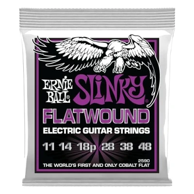Abbildung von Ernie Ball Power Slinky Flatwound E Gitarrensaiten Stärke 11 48